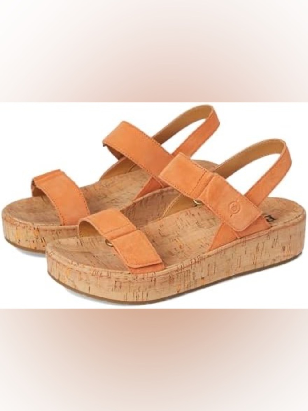 Born Sloan Orange Cork Platform Sandals with Adjustable Straps Size 9